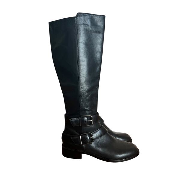 Via Spiga Bernadette Black Leather Tall Riding Boots Size  6 - Picture 1 of 13